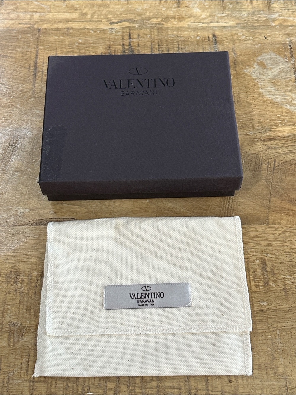 Valentino Cream Canvas Foldover Pouch with Branded Box